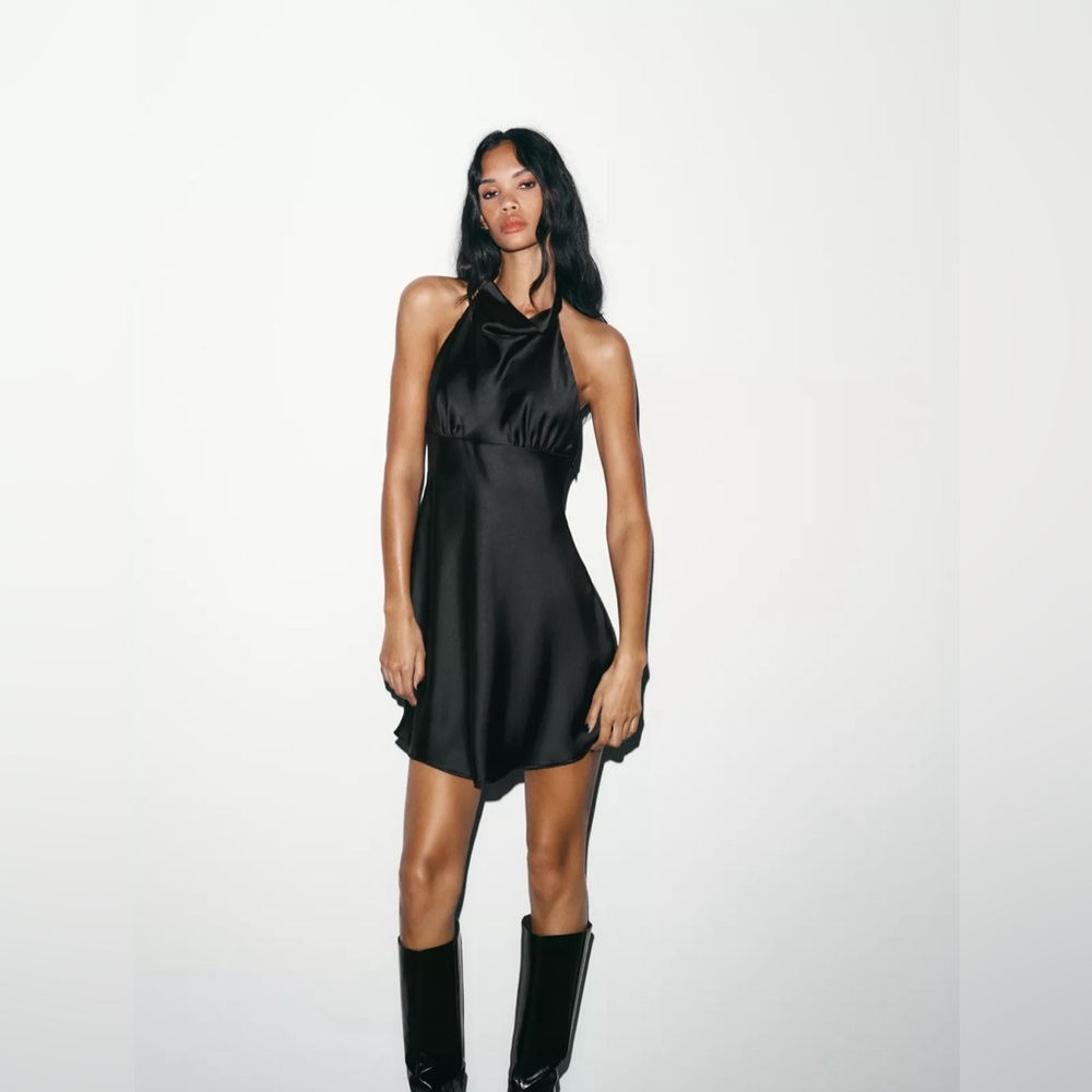 ZARA SATIN EFFECT MINI DRESS